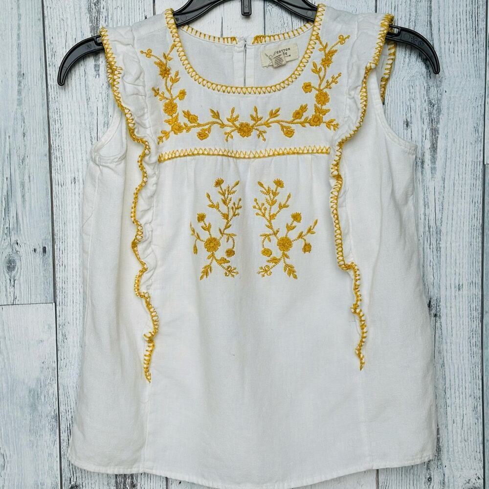 Cotton & Rye Embroidered Ruffle Tank Top Girls Size 7 - Picture 3 of 9